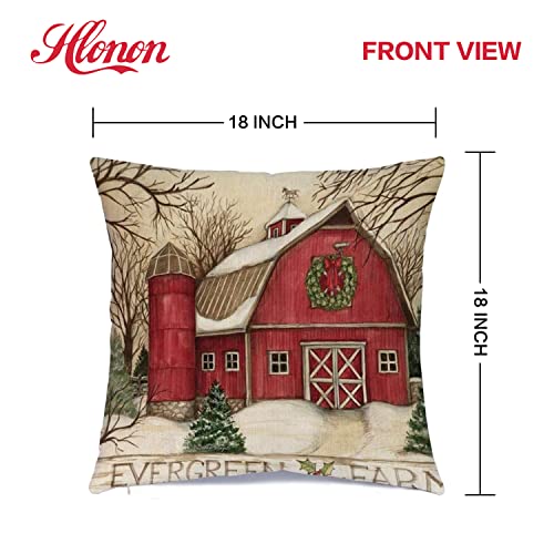 Hlonon Christmas Decorations Christmas Pillow Covers 18 x 18 Inches Set of 4 - Xmas Series Cushion Pillow Cover Custom Zip...
