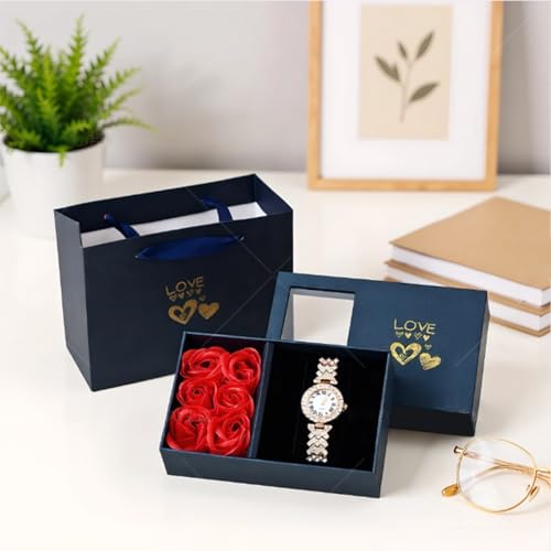 YUTAOWH Rose Necklace Box Jewelry Gifts Box Eternal Rose Necklaces Bracelets Box Mother's Day Thanksgiving Birthday Romant...