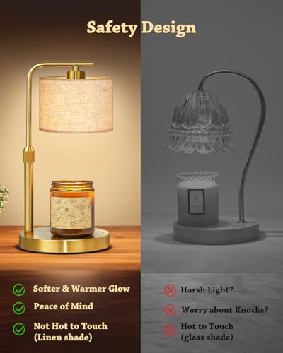 Candle Warmer Lamp with Timer Dimmer, Height Adjustable Candle Wax Warmer Candle Lamp for Jar Candles with 2 Bulbs, House ...