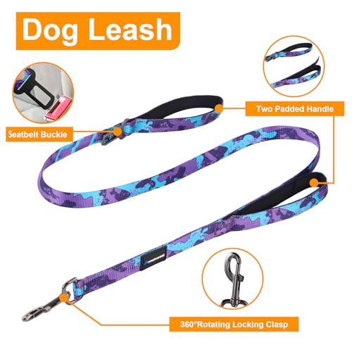 Annchwool No Pull Dog Harness,Heavy Duty Collar & Leash Set-Leash with Double Handle & Car Seatbelt Clip-Easy Control for ...