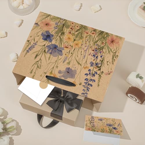 Wildflower Gift Bag Christmas Gifts Wild Floral Birthday Bag with Wrapping Paper Card Sticker Envelope for Watercolor Flow...