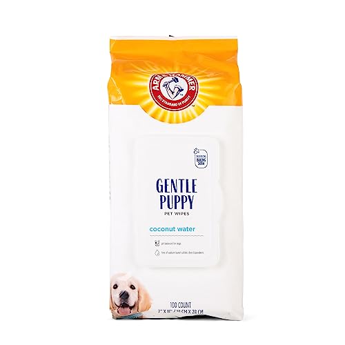 Arm & Hammer Dog Grooming Wipes, Deodorizing Dog Cleaning Wipes with Coconut Water, Gentle for Dogs and Puppies, Paraben a...