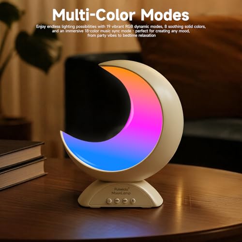 Pulselala Touch Moon Table Lamp with RGB Adjustable Light, Scene Mode and Music Mode, Warm White LED Moon Light, Suitable ...