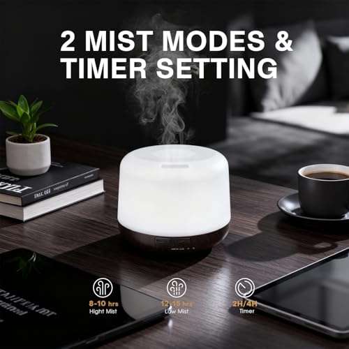 Aroma Diffuser with 3 Essential Oils Set,500ml Aromatherapy Essential Oil Diffusers for Large Room,Mini Humidifier for Hom...