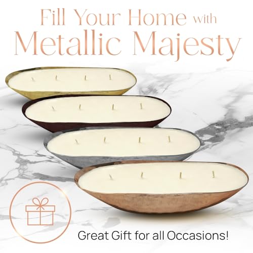 Dough Bowl Candle Co. Luxury Candle - Scented Luxury Candles for Home, 12x5x2 Inch Vessel for Women and Men, Fancy 4 Wick ...