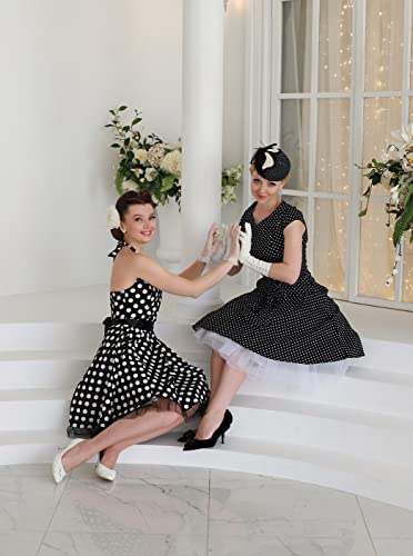 oten Women's Vintage Polka Dot Halter Dress 1950s Floral Spring Retro Rockabilly Cocktail Swing Tea Dresses