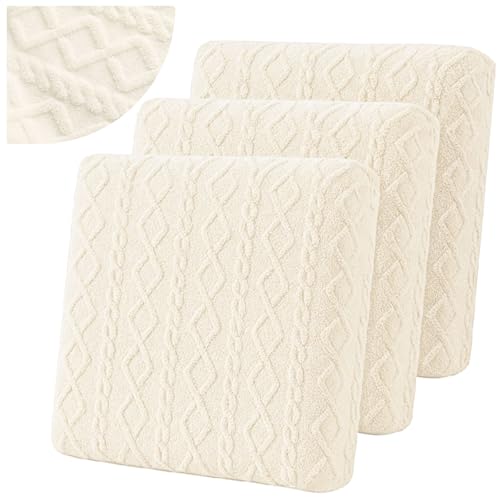 Gilprop 3 Pcs Couch Cushion Covers for Sofa Stretch Jacquard Cable Knit Seat Cover Washable Sofa Slip Covers with Elastic ...