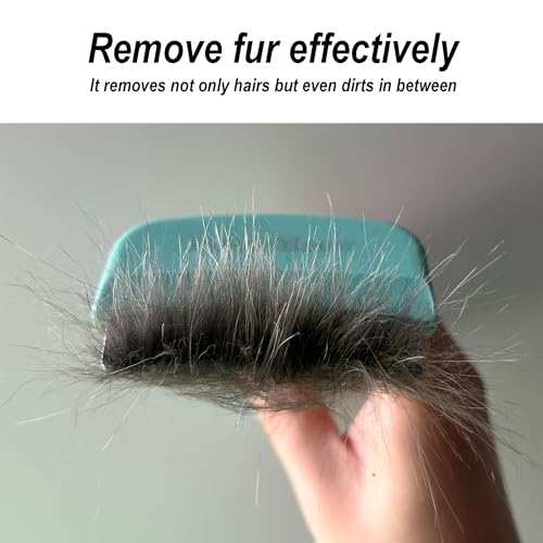 FurorMeow Pet Deshedding Tool with Curve Blade, Cat Grooming Brush, Tight V-shaped Teeth Shedding Comb for Cats and Dogs (...