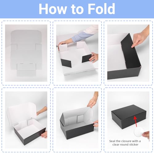 Wtrgas Black 12x9x4 Shipping Boxes Set of 25, Corrugated Cardboard Mailer Boxes for Small Business Shipping, for Modern Bu...
