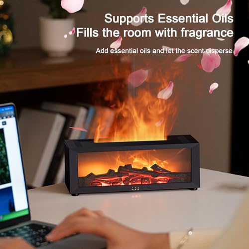 Essential Oil Diffuser, Fireplace Flame Aromatherapy Diffuser with 7 Colors Light, Oil Diffuser, Humidifier, Aroma Diffuse...