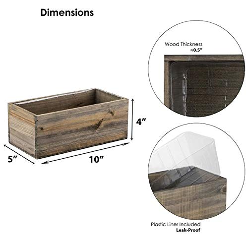 Etchey Personalized Wood Planter Box, Custom Wooden Flower Pot, Name Boxes, Pot, Brown