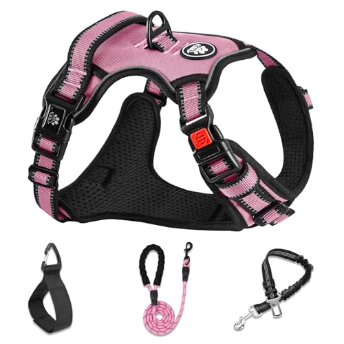 NESTROAD No Pull Dog Harness,Adjustable Oxford Medium Dog Harness with Leash,Reflective No-Choke Pet Vest Harness with Eas...