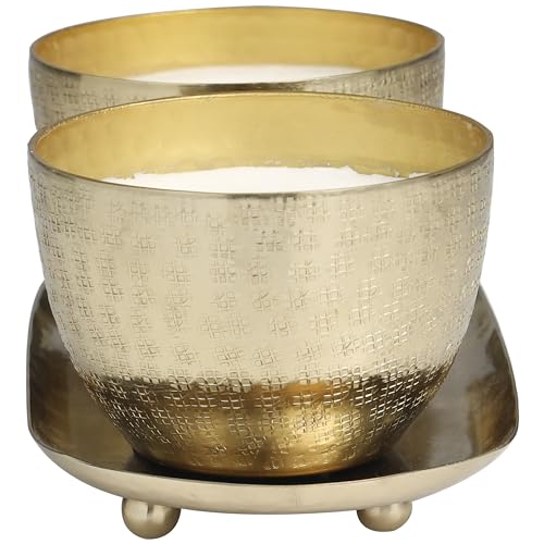 Deco 79 Metal Decorative Candle Roses in Paradise Scented Grid Patterned 10 oz 1 Wick Aromatherapy Candle with White Wax, ...