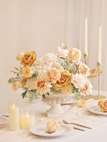 MISSPIN Artificial Flowers DIY Box Set Fake Roses Bouquet Bridal Wedding Flowers Colorful Centerpiece Table Decorations Bo...