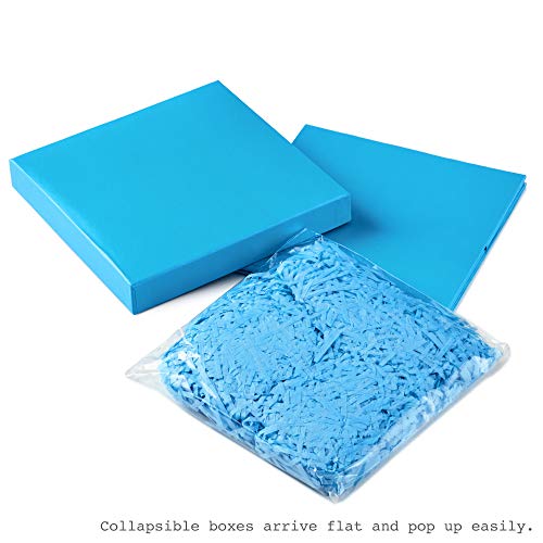 Hallmark Medium Gift Box with Lid and Shredded Paper Fill (Turquoise Blue 7 inch Box) for Birthdays, Graduations, Annivers...