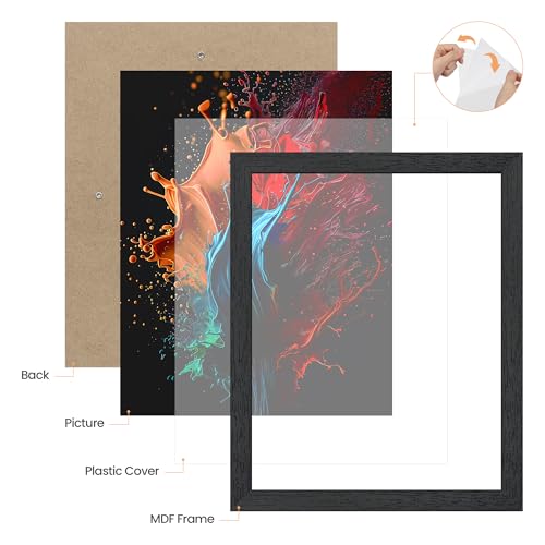 upsimples 8x10 Picture Frame, Wall Gallery Photo Frames with Engineered Wood, Black 1 Pack