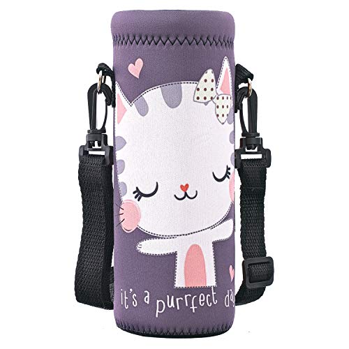 RICHEN Neoprene Water Bottle Carrier Bag with Adjustable Shoulder Strap,Insulated Water Bottle Cover for Stainless Steel/G...
