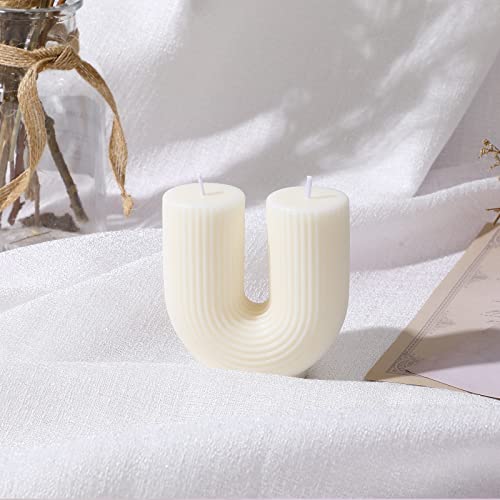 Tondiamo U Shaped Candle Ribbed Soy Wax Scented Decorative Candles Minimalist Geometric Shaped Bougie Cool Aesthetic Bougi...