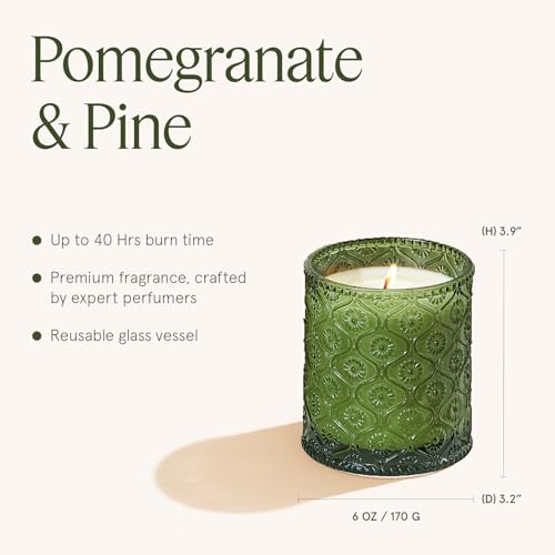 LA JOLIE MUSE Pine & Pomegranate Candle | Lemon, Pomegranate & Pine | 6 oz Natural Soy Wax | 40 Hours Clean Burn | Gift-Re...
