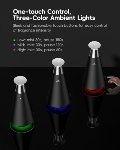 Wireless Rechargeable Waterless Scent Diffuser Starter Kit - 1500 Sq Ft Coverage,Alloy Atomization System,Mood Light, Hote...