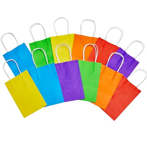 SUNCOLOR 24-Pack Rainbow Gift Bags with Handles, 8" Multi-Color Paper Party Favor Bags for Goodies. Birthdays, Events, Cla...