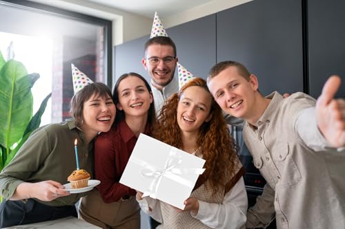 ysmile White Gift Box with Lid for Present Large Collapsible Gift Box with Filler Paper Ribbon for Birthday Anniversary 1...