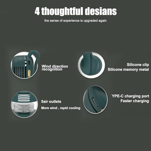 Nixegym Portable Silent Mini Bladeless Fan Clip On, 3 Speeds & Queit, Hands Free Shirt and Waist Clips Whirlwind Fans, For...