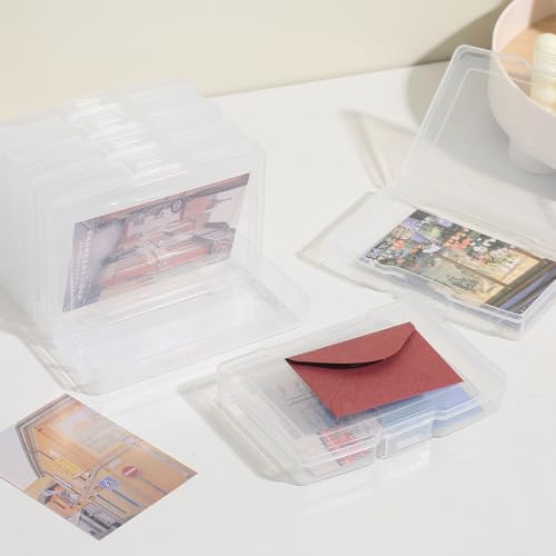novelinks Transparent 4" x 6" Photo Storage Boxes, 6 Inner Photo Organizer Cases with Tray, Picture Storage Containers for...