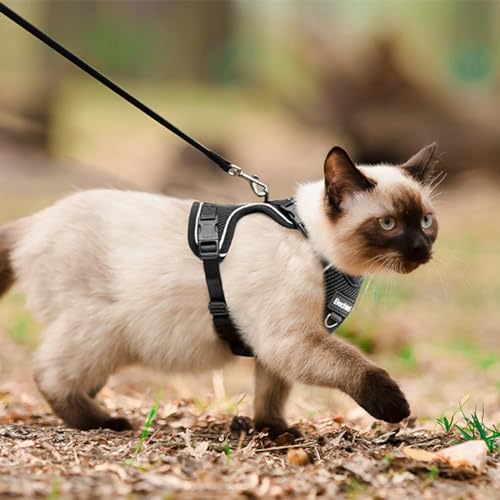 Cat Harness, Cat Harness and Leash for Walking, Adjusted in Four Directions and Breathable Cat Harness for Anti Escape tha...