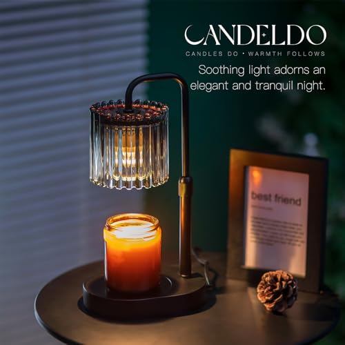 Candeldo Candle Warmer Lamp with Timer: Black Candle Warming Lamp Height Adjustable Wax Melt Warmer Dimmable Modern Farmho...