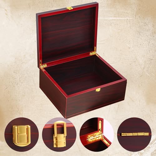 Youdear Memorials Tree of Life Red Wooden Keepsake Box - Large Decorative Storage Box with Lid