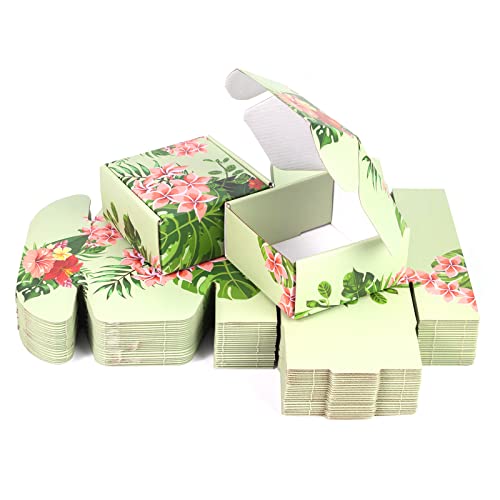 Soxuding Hawaiian Flower Shipping Boxes Pack of 25-4x4x2 inches Hawaiian Floral Gift Boxes Small Cardboard Corrugated Mail...