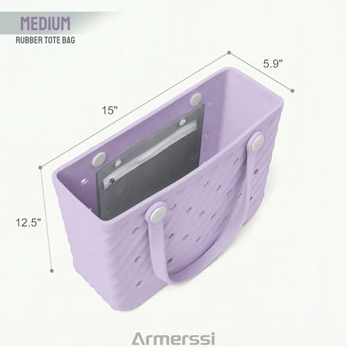Armerssi Rubber Tote Bag for Women,Rubber Beach Bag Waterproof Sandproof Travel Pool Swim Sports