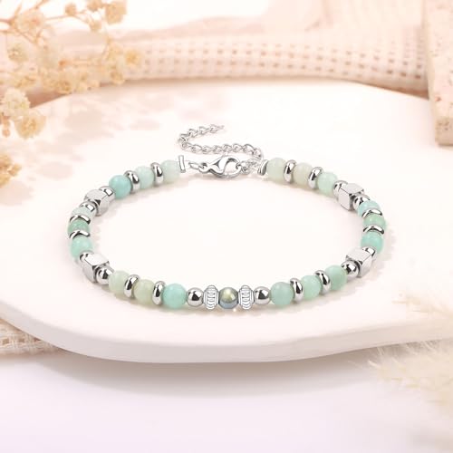 JoycuFF 𝗚𝗶𝗳𝘁𝘀 𝗳𝗼𝗿 𝗪𝗼𝗺𝗲𝗻 𝗠𝗼𝗼𝗻𝘀𝘁𝗼𝗻𝗲 𝗕𝗿𝗮𝗰𝗲𝗹𝗲𝘁 Amazonite Colorful Imperial Jasper Stainless Stee...