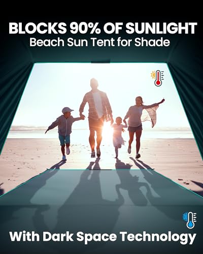 OutdoorMaster Beach Tent with Blackout Shelter Technology, Portable Sun Shade Shelter 4 Person, Pop Up Beach Tents with UP...