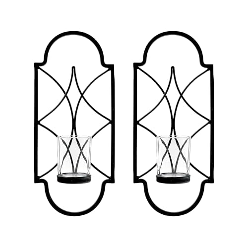 Hosley Set of 2 12 Inch High Iron Tealight Candle Wall Sconces Ideal Gift for Wedding Special Occasion Spa Aromatherapy Ha...