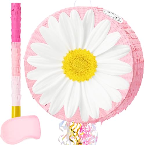 WERNNSAI Daisy Flower Piñata - Daisy Party Game Pink Flower Piñata for Girls Birthday Party Decorations Spring Party Favor...