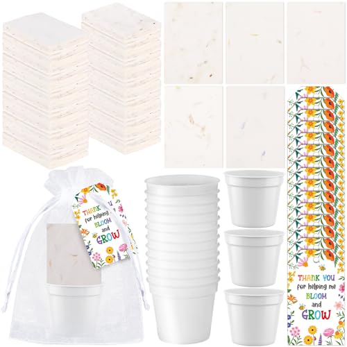 Newtay 25 Sets Teacher Appreciation Gifts - Thank You for Helping Me Bloom & Grow Wildflower Gift Set, Mini Flower Pots wi...