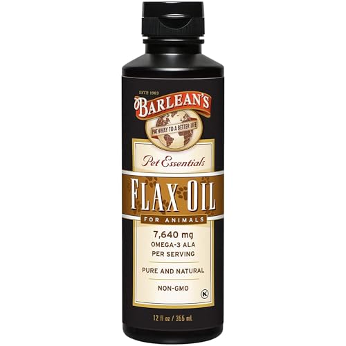 Barlean's Flaxseed Oil for Animals, Pet Essential Liquid Omega 3 Fatty Acids Cat and Dog Oil Supplements for Skin and Coa...