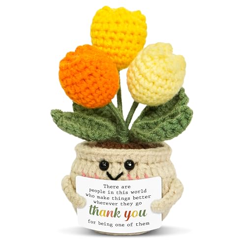 OASSIE Thank You Gifts for Women - Mini Tulip Positive Emotional Support Crochet - Graduation End of Year Teacher Apprecia...