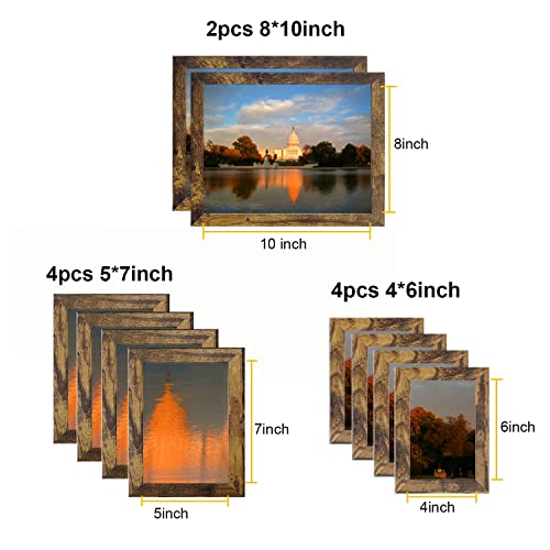 Picture Frame Set 10 pack, Farmhouse Photo Frames, Gallery Wall Frame Collage, with Two 8x10, Four 5x7, Four 4x6 Photo Fra...