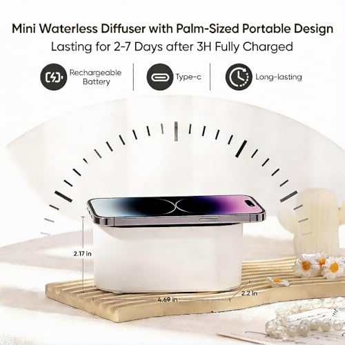 Lecdura Waterless Diffuser for Essential Oil, Battery Operated Scent Air Aromatherapy Diffuser, Mini Aroma Diffusers with ...