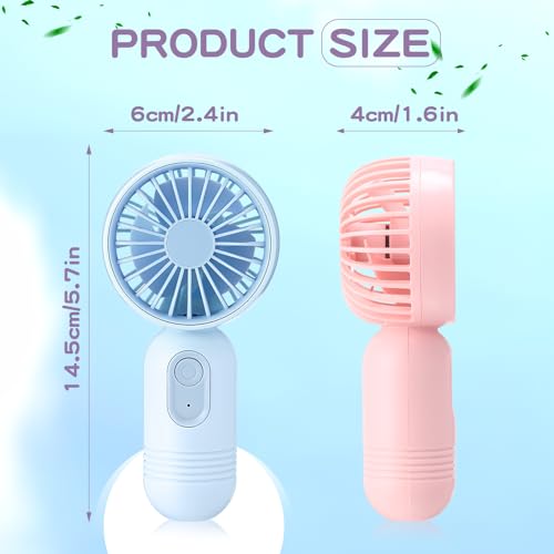 Rossesay 6 Pcs Mini Portable Fan Bulk Cute Handheld Lightweight Small Little Personal Hand Eyelash Fan 3 Speeds USB Rechar...