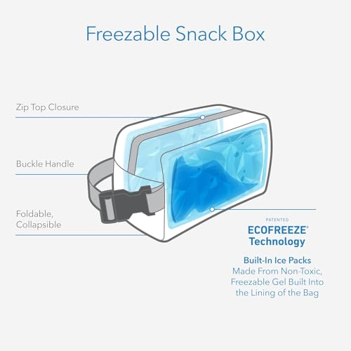 PackIt Freezable Snack Box, Blue Sky, Built with EcoFreeze Technology, Collapsible, Reusable, Zip Closure with Buckle Hand...