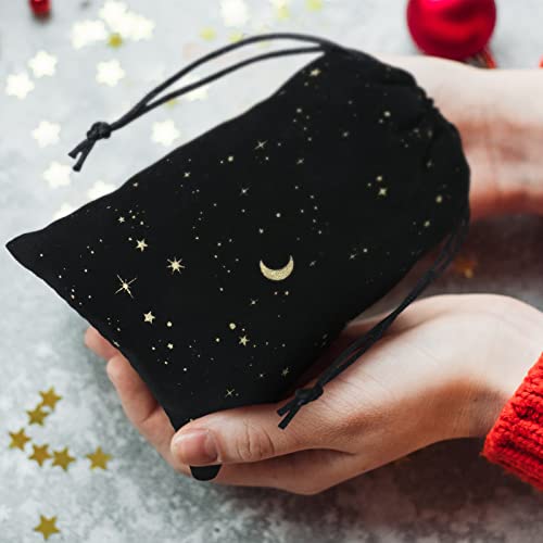 Hillban 30 Pcs 4 x 6 Inch Black Velvet Drawstrings Bags for Jewelry Moon Star Pouch with Drawstrings Ring Bags for Jewelry...