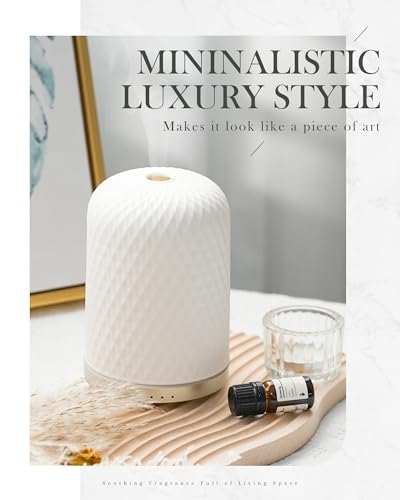 Onaboviva Essential Oil Diffuser - 2.4MHz Ultrasonic Ceramic Diffuser for Home, 110ml, 1/2/3H Mist Timer, Silent (≤25dB), ...