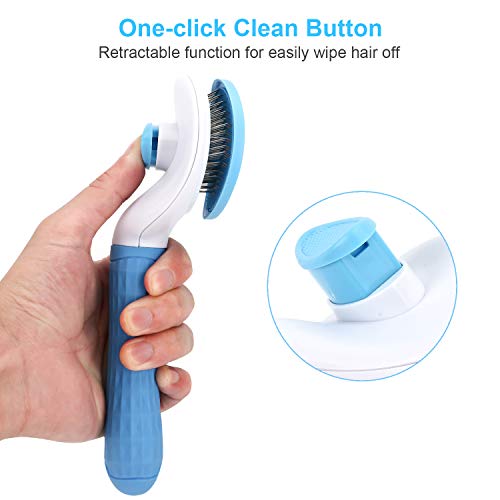 Depets Self Cleaning Slicker Brush, Dog Cat Bunny Pet Grooming Shedding Brush - Easy to Remove Loose Undercoat, Pet Massag...