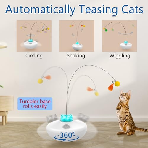 Oxawo Interactive Cat Toys Cat Exercise Tumbler, Rechargeable Cat Toys for Indoor Cats Spin Butterfly Game Teasing Kitty, ...
