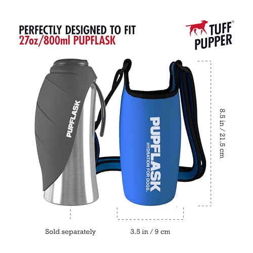 Tuff Pupper PupFlask Insulated Neoprene Dog Water Bottle Holder Sling with Wide Adjustable Shoulder Strap, Great for Trave...