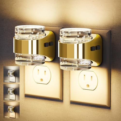 JandCase LED Night Light, Golden Bubble Night Lights Plug into Wall, [2 Pack]Night Light3000K/4000K/5000K & 3 Brightness L...
